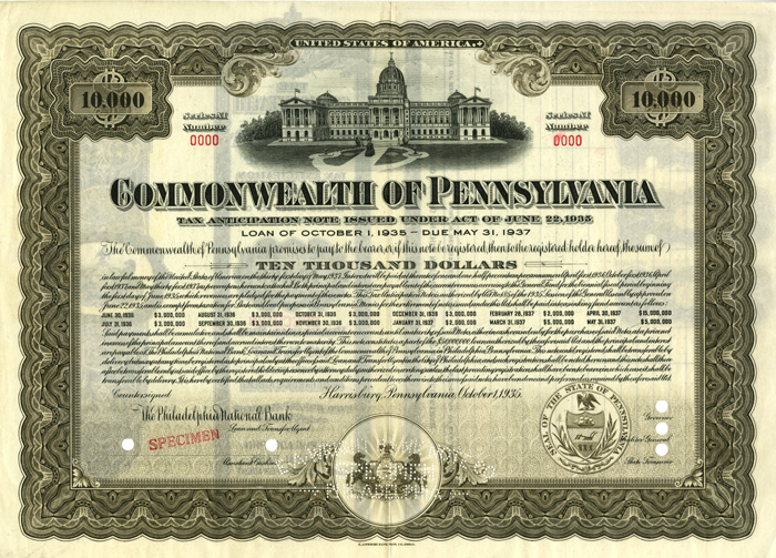 Commonwealth of Pennsylvania Specimen